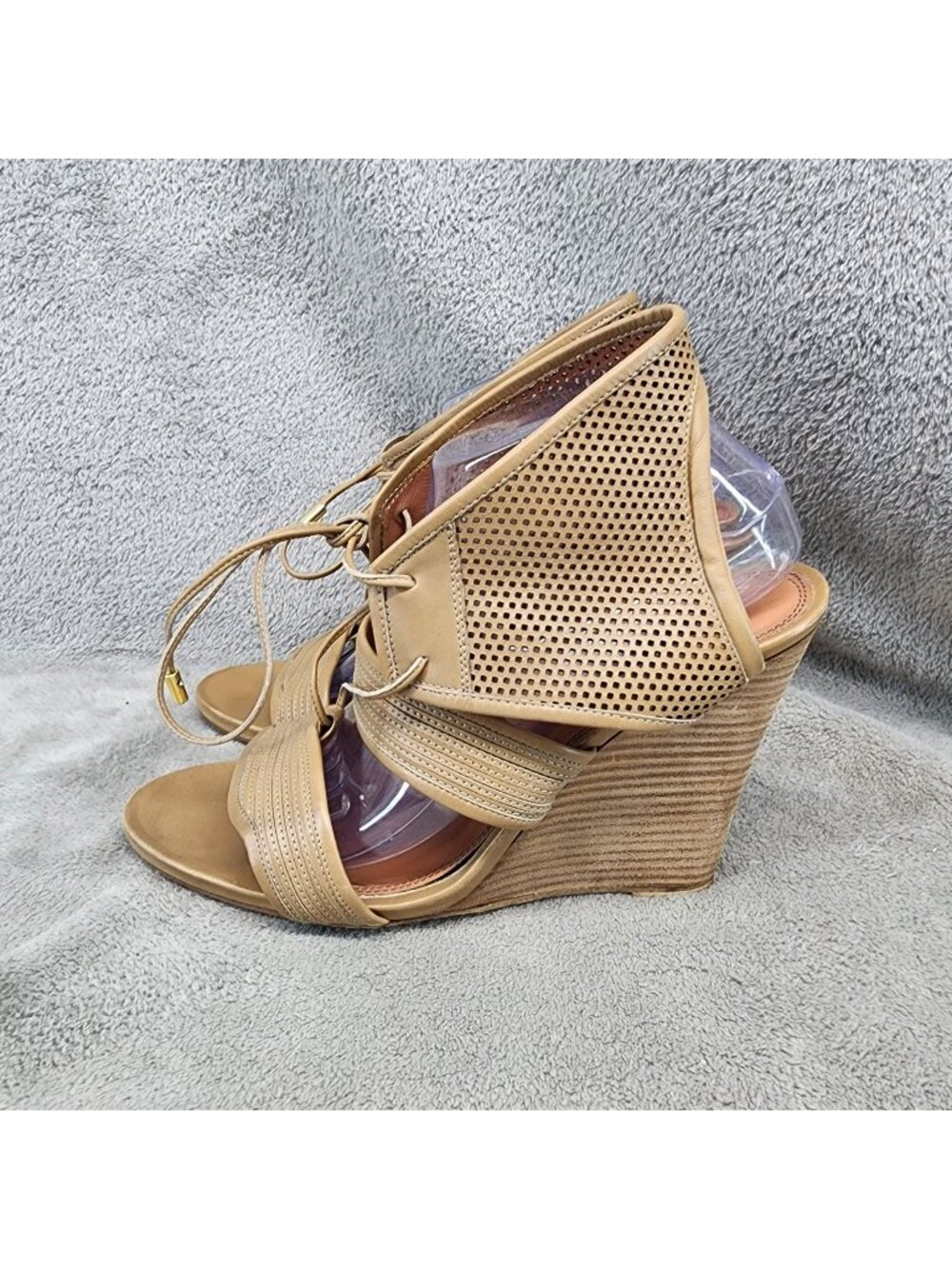 Derek Lam Shoes Womens Size 11 Brooklyn Tan Leather Wedge Sandals *Read*